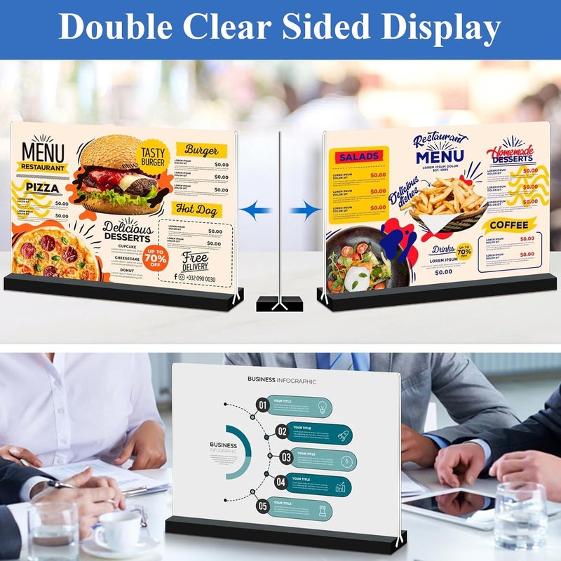 Arrobust Acrylic Sign Holder 11x8.5 '' Horizontal T-Shaped Clear Double-Sided Table Menu Stands Plastic Picture Frames Display Desktop Display Holders for Wedding Table,Restaurant Signs,Office, Store,6 Pack - Image 2